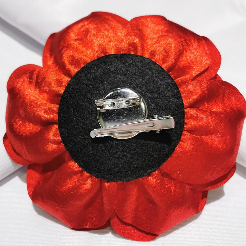 Backgarden Satin 6" Large Red Flower Hair Clip Pin Brooch for Flamenco Spanish Bull Mexican Dance Performance Music Party Photography (Red) - Image 3
